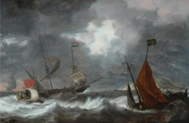 Tempesta marina con navi a vela