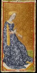 Regina di bastoni. Carta dei tarocchi, 1441-1444.