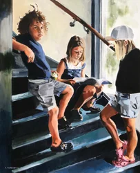 Bambini sulle scale d