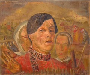 Autoritratto con il gallo e la gallina, c. 1924