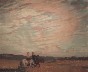 Autoritratto con la moglie a cavallo, 1915