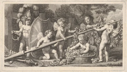 Sei putti che giocano con le armi di Marte