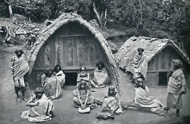 Una casa Toda in un villaggio nativo, India, 1902