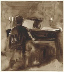 Pianista alla luce delle candele