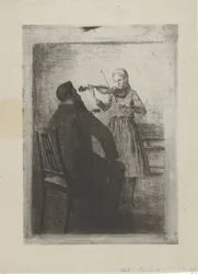 Ragazza che suona il violino e un uomo