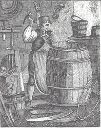 Bottegaio che fa una botte (incisione)