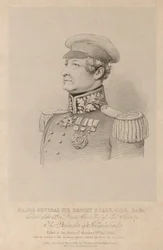 Il Maggiore Generale Sir Robert Sale GCB [e] Colonnello del 13° Regt of Light Infantry del Principe Alberto Il difensore di Jellalbad. (litografia)