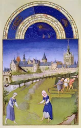 Facsimile di giugno: fienagione, dalle «Très Riches Heures du Duc de Berry» (dall
