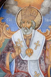 Bulgaria, Monastero di Rila, affresco nella chiesa della Natività della Vergine