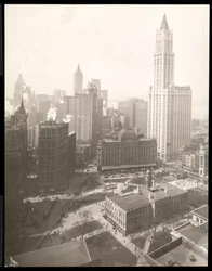 Veduta aerea di City Hall Park, City Hall e l