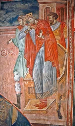 Diocleziano (Diocletien, 244-311) - Peinture de Damiane (attivo XIV secolo) - XIV secolo - Affresco - Monastero di San Giorgio, Ubisi