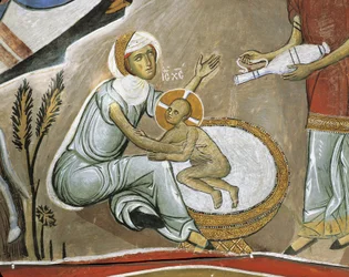 Affresco della Vergine Maria e Gesù Cristo, Panagia Too Araka, Bizantino, Monti Troodos, Cipro