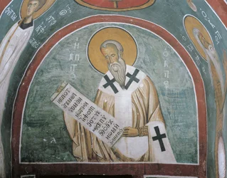 Dipinti di un santo che tiene una lettera, sant