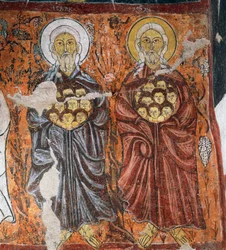 Santi Patroni degli innocenti, affresco bizantino (1212), Gulsehir Karsi Kilise (Chiesa di San Giovanni), Goreme (Patrimonio dell