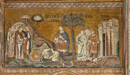Decapitazione di San Paolo a Roma, mosaico bizantino, XII-XIII secolo nel transetto settentrionale