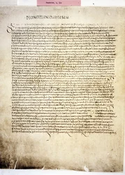 CORPUS JURIS CIVILIS: Una pagina del Codex Iustinianus, Digestum., VI secolo (manoscritto)
