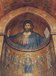 Cristo Pantocratore e la Madonna in trono con angeli e apostoli, dall