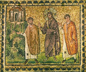 Cristo appare agli apostoli sulla strada di Emmaus, VI secolo (mosaico)