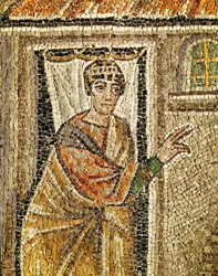 La portinaia, particolare da "La portinaia riconosce San Pietro", VI secolo (mosaico)