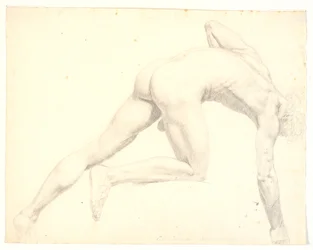 Modello maschile nudo piegato in avanti