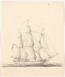 Nave da guerra a vele spiegate