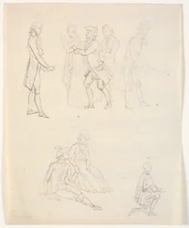 Tre schizzi di figure. Scene teatrali?