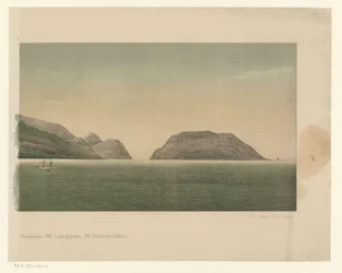 Vista sulla costa di Groot-Atjeh, con la flotta della Prima Spedizione di Atjeh