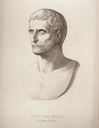 Ritratto di Lucius Junius Brutus, inciso da B.Barloccini, 1849