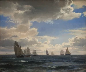 Navi a vela nello stretto a sud di Kronborg