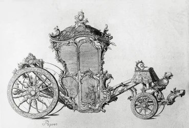 Progetto per carrozza rococò, incisione