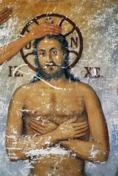 Gesù battezzato da San Giovanni, affresco nella chiesa del monastero di San Giovanni Teologo (Lista del Patrimonio Mondiale dell