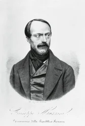 Ritratto di Giuseppe Mazzini (1805-1872), patriota, politico, filosofo e giornalista italiano, incisione