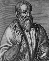 Ritratto di Hernan Cortes (1485-1547), conquistador spagnolo, incisione