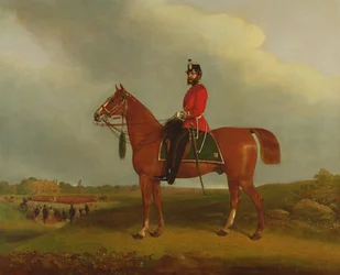 Un ufficiale della Bedford Light Infantry Militia a cavallo