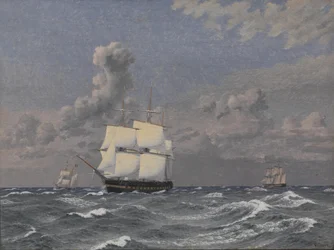 Una fregata e altre navi in crociera