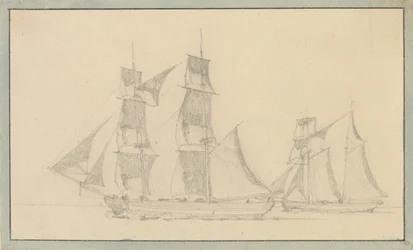 En brig og en skonnert under sejl