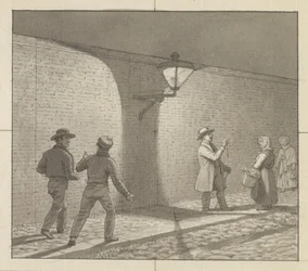 Prospettiva lineare applicata alla pittura, Tavola VIII, fig. 1 - Attività notturna sotto il lampione