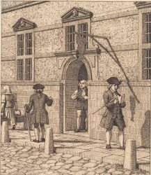 Parte intorno a un portale della borsa. Illustrazione per "Linearperspectiven", Tavola VI