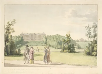 Veduta del giardino di Frederiksberg presso il castello e il tempio di Apis