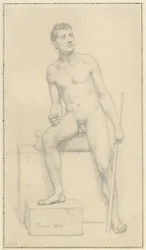 Modello maschile nudo seduto