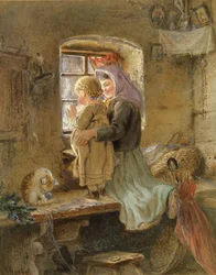 Interno: ragazza contadina e bambino