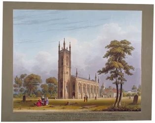 Veduta sud-ovest della chiesa di San Nicola, Tooting, Londra