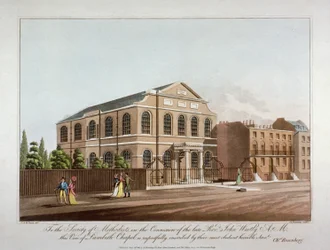 La cappella metodista a Lambeth, Londra, 1816
