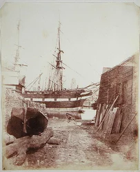 Scena di fiume e molo c.1846