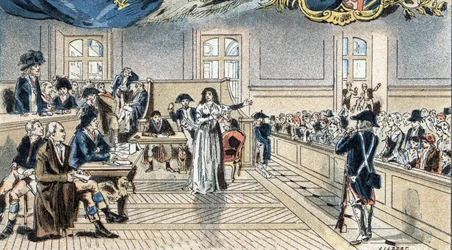 Maria Antonietta, regina di Francia, davanti ai giudici al suo processo il 14 ottobre 1793.