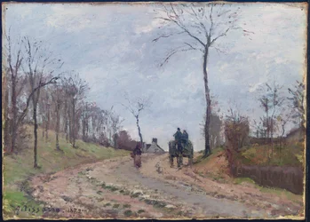 Carrozza su una strada di campagna, inverno, periferia di Louveciennes