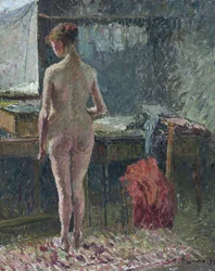 Donna nuda di spalle in un interno