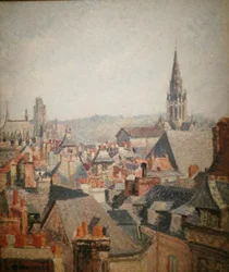 Francese: Les toits du vieux Rouen, soleil
Tedesco: I tetti della città vecchia di Rouen al sole