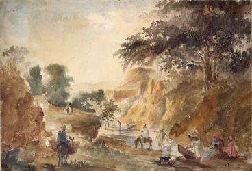 Paesaggio con figure vicino a un fiume, 1853-1854
