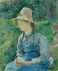Contadina con cappello di paglia